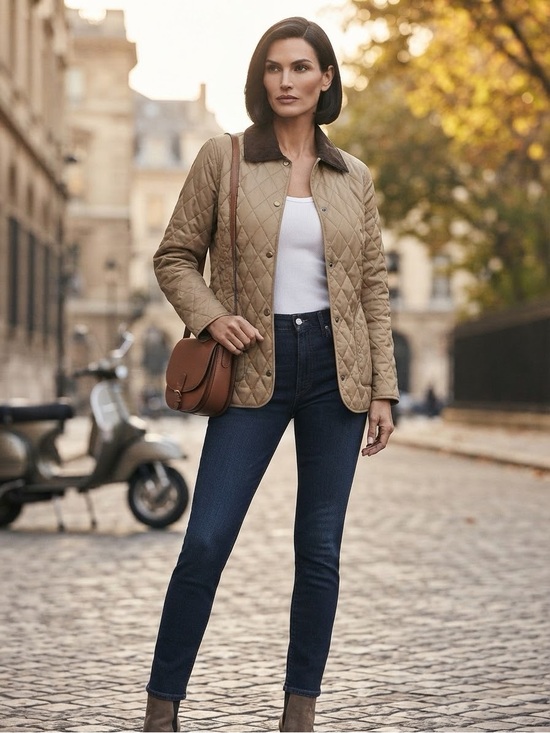 Hunter Jackets & Blazers - Hunter Quilted Tan Women's Jacket with Brown Corduroy Collar NWT S/P